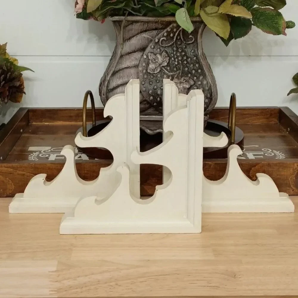 White Painted Wood Corbels Set of Three Wall hanging Corbels